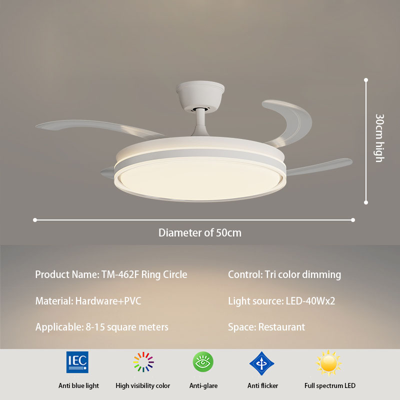 Stylish Invisible Leafless Ceiling Fan Light with Built-in LED for Enhanced Lighting & Air Circulation Ring circle Invisible leafless