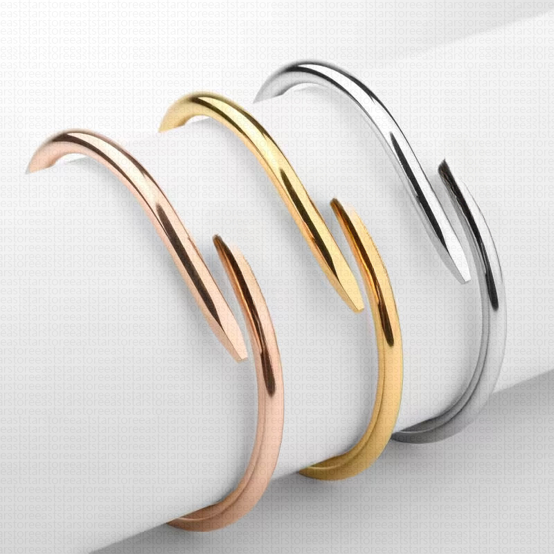 Fashion Luxury designer jewelry nail bracelet Classic bangle 18K Rose Gold Silver Stainless Steel diamond for Women Men Tennis Bracelets Black Cuff Party Gifts