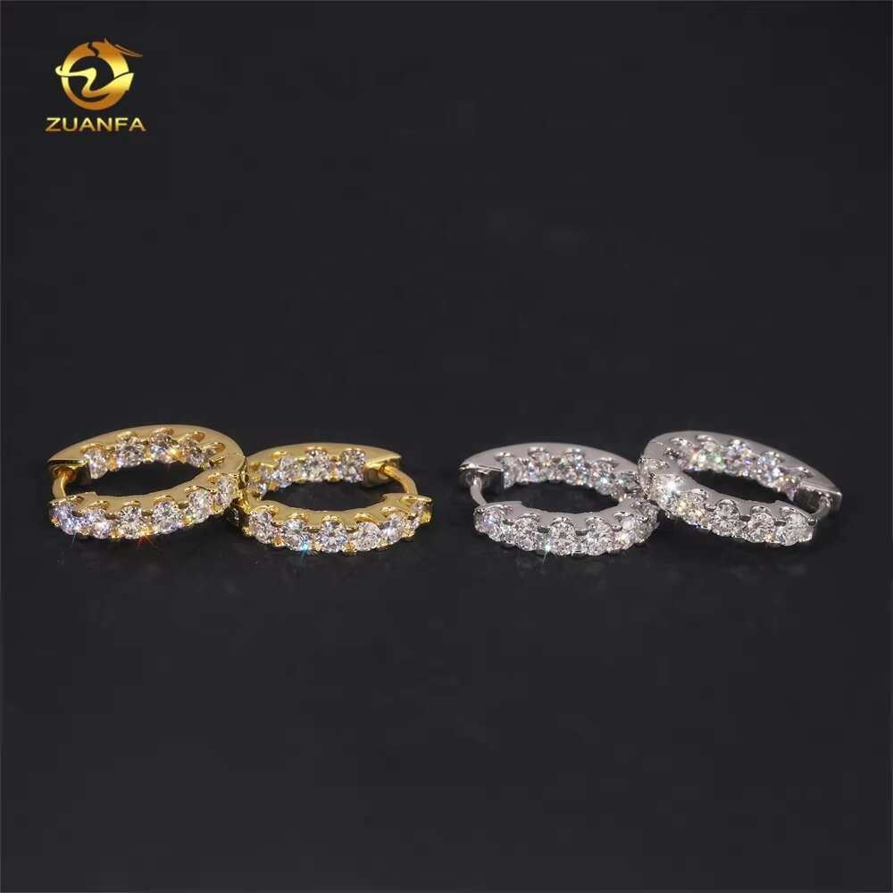 Hot Sale 925 Sterling Silver 3mm Moissanite Diamond GRA Certificate Gold Plated Hoop Earrings