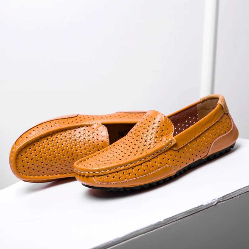 ioni Mens Casual Shoes Brand Mens Dress Shoes Classic Genuine Leather Mens Loafers Plus Size Classic Y250707