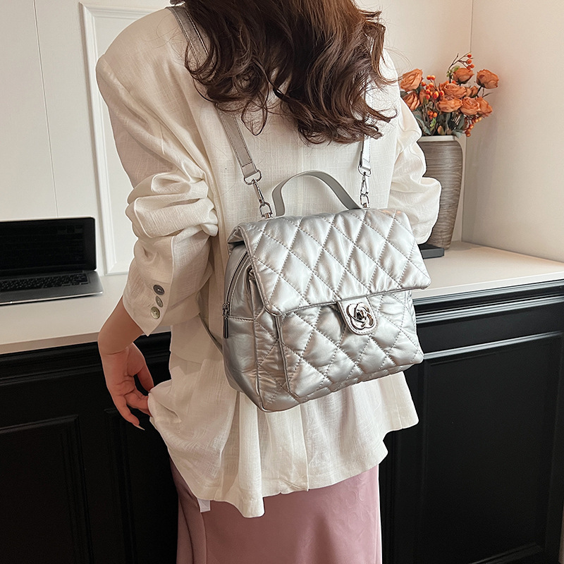 Free shipping designer Double Shoulder Bag for Women New Fashion Trendy Quilted Backpack Versatile Large Capacity Handbag Briefcase