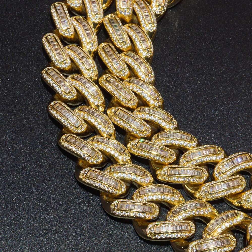 Hot Sale 18mm Custom S925 Hip Hop Jewelry Iced Out Necklace Gold Plate Vvs Moissanite Bracelet Cuban Link Chain