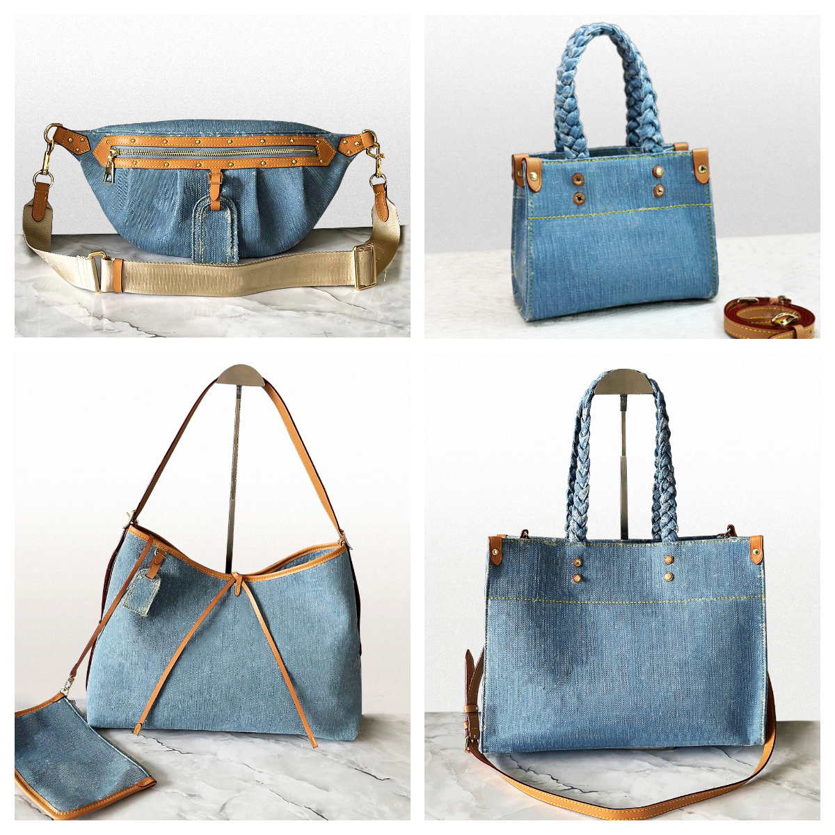 Denim Collection Denim Bags Luxury Designer Bags Women's Denim Handbags Shoulder Bags Crossbody Bags Blue Denim Purse Waistpack Underarm Bags High quality