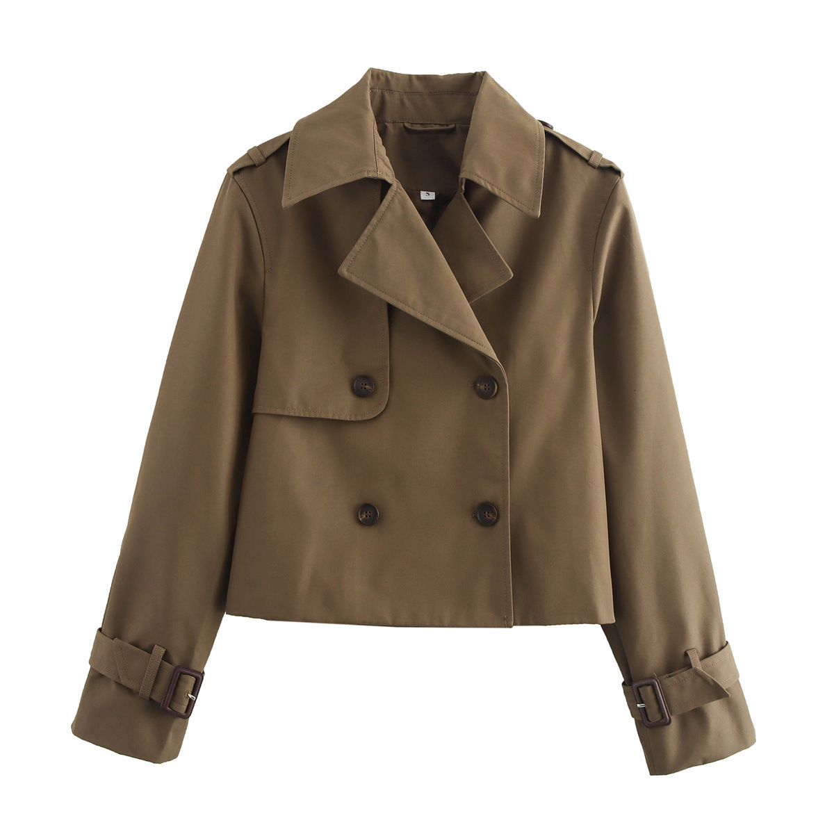 Lanjia- Spring Autumn Simple Short Trench Coat For Women High-End Korean Style Double Breasted Lace-Up Windbreaker Jackets 240202 5E527