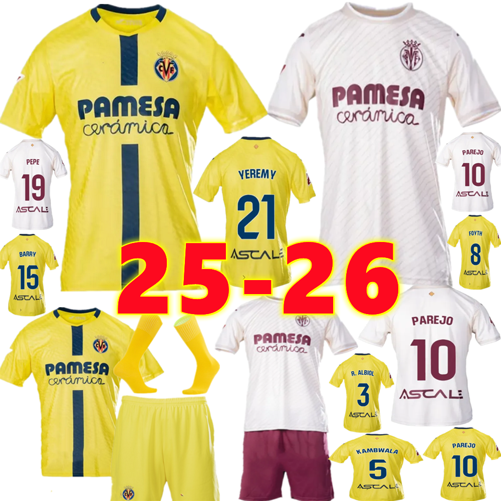 25 26 Villarreal CF soccer jerseys 05 06 Retro RIQUELME YEREMY AYOZE AKHOMACH PAREJO R.TERRATS CARDONA MORENO R.ALBIOL GUEYE 2025 2026 Villarreal Men kids Football