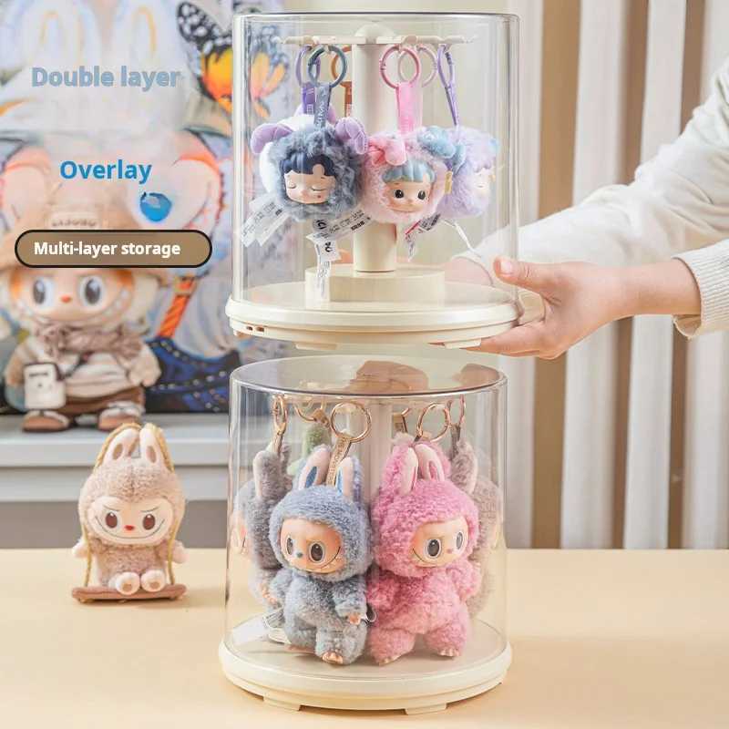 Labubu Hanging Ornament Display Box Transparent Rotating Labubu Plush Toy Doll Figurine Blind Box Storage Display Stand L250705CRU8