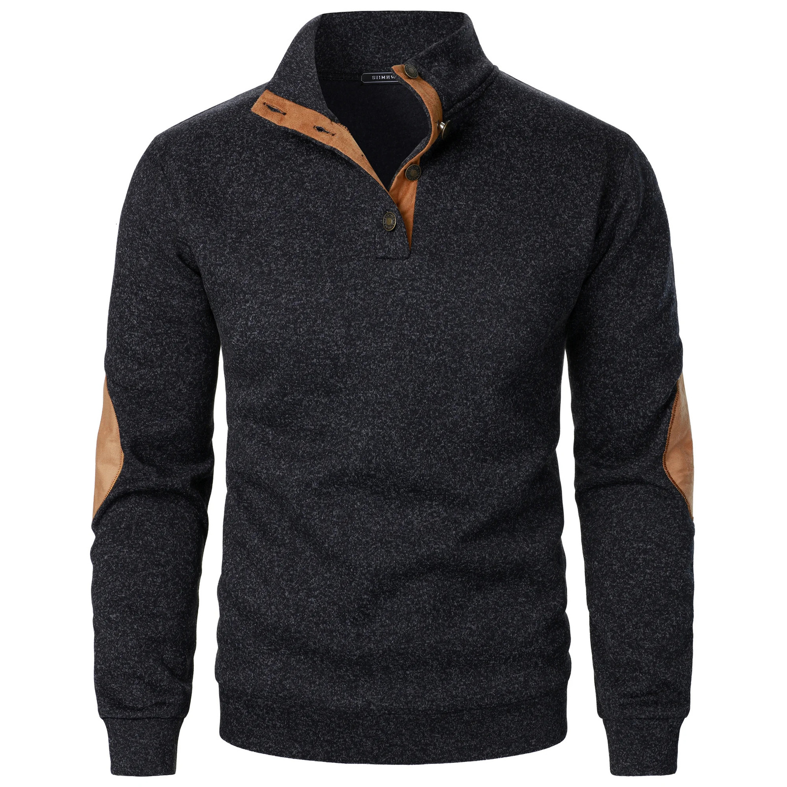 Autumn and winter mens stand collar long sleeve casual knitted sweater top 250708