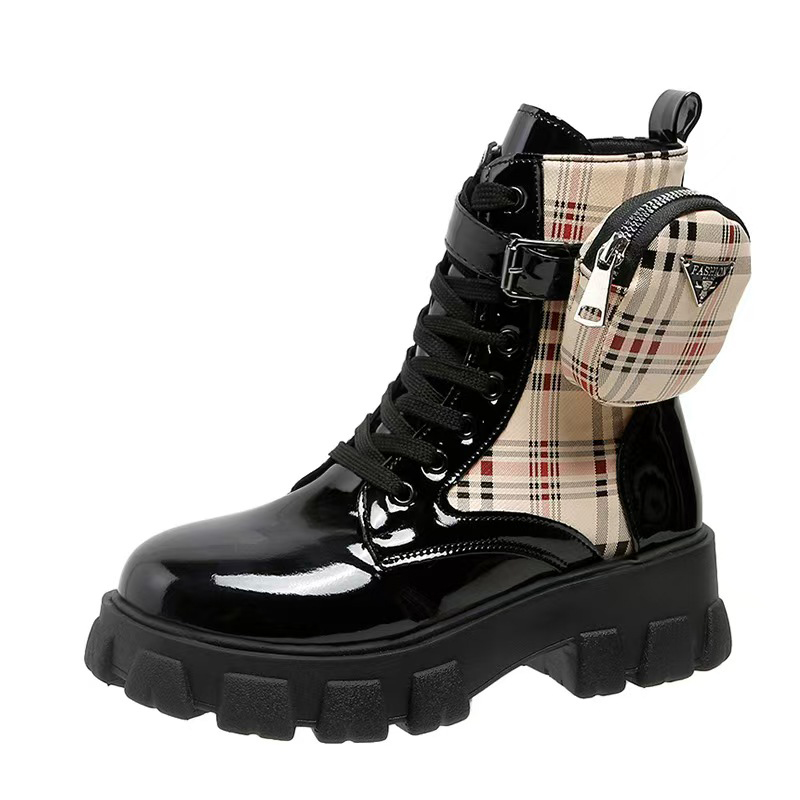 Female designer boots ankle Martin boots and nylon boots combat boots nylon cloth attached to ankle strap thick soled boots British Style boots