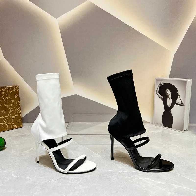 Autumn Fi New Sexy Banquet Comfortable High Heels Pointed Toe Solid Color Hollow Sandals Womens Shoes XJ250807