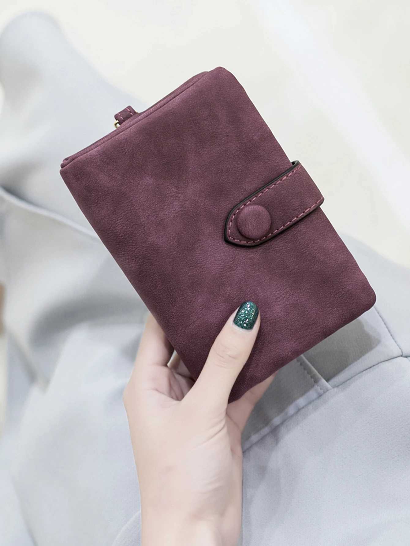100% Brand New Genuine Leather Wallet Mens Short Frosted Wallet Korean Version Student Small Fresh Cute Tri-Fold MTI Card Slot Zero Wallet MTIFUNCTIAL