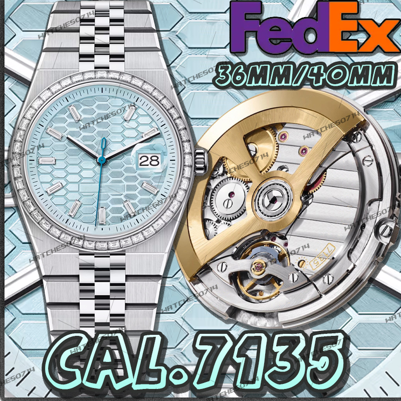 Mens Watch Designer Watches Men Super Quality Top Blue 40MM Cal.7135 Luxurious Automatic Mechanical Watch 904L Stainless Steel Sapphire Waterproof 100M Send Fedex