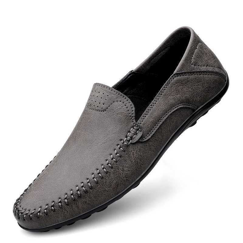 Fion Men Casual Leather Shoes Luxury Italian Soft Men Loafers Handmade Men Breathable Slip on Boat Shoes Plus Size Y250707