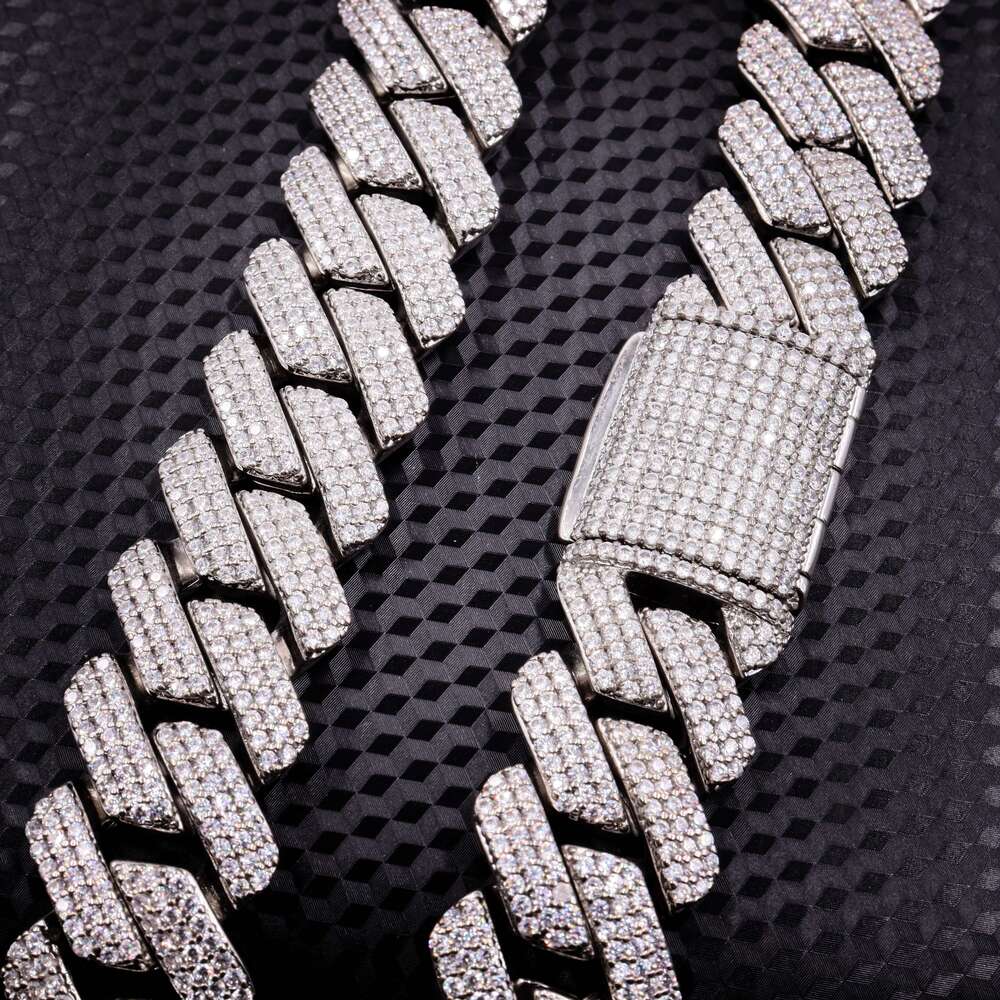 14K Gold Plated Moissanite Miami Cuban Link Chain Hip Hop Fine Jewelry 925 Sterling Silver 19mm Necklace Men Bracelet