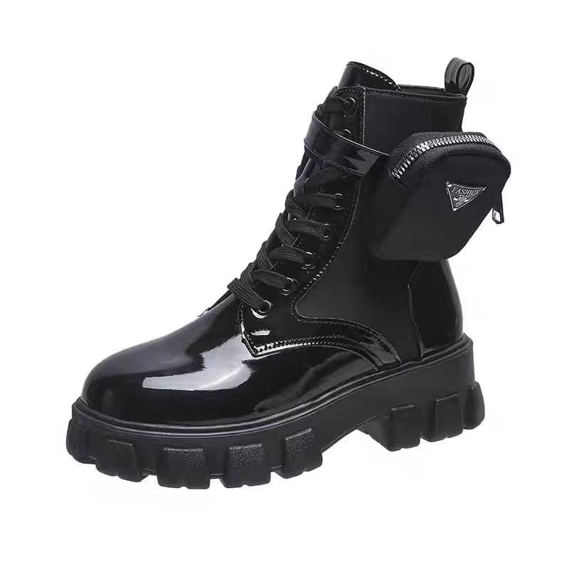 Designer men's and women's casual shoes, black, white, khaki colored boots, outdoor walking boots with waterproof platform, thick sole, heig