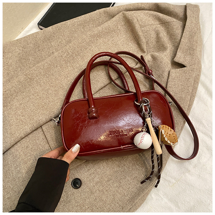 Free shipping designer High-end Handbag Boston Bag for Women New Commuter Shoulder Bag Crossbody Bag Vintage Oil Wax Leather Bowling Bag