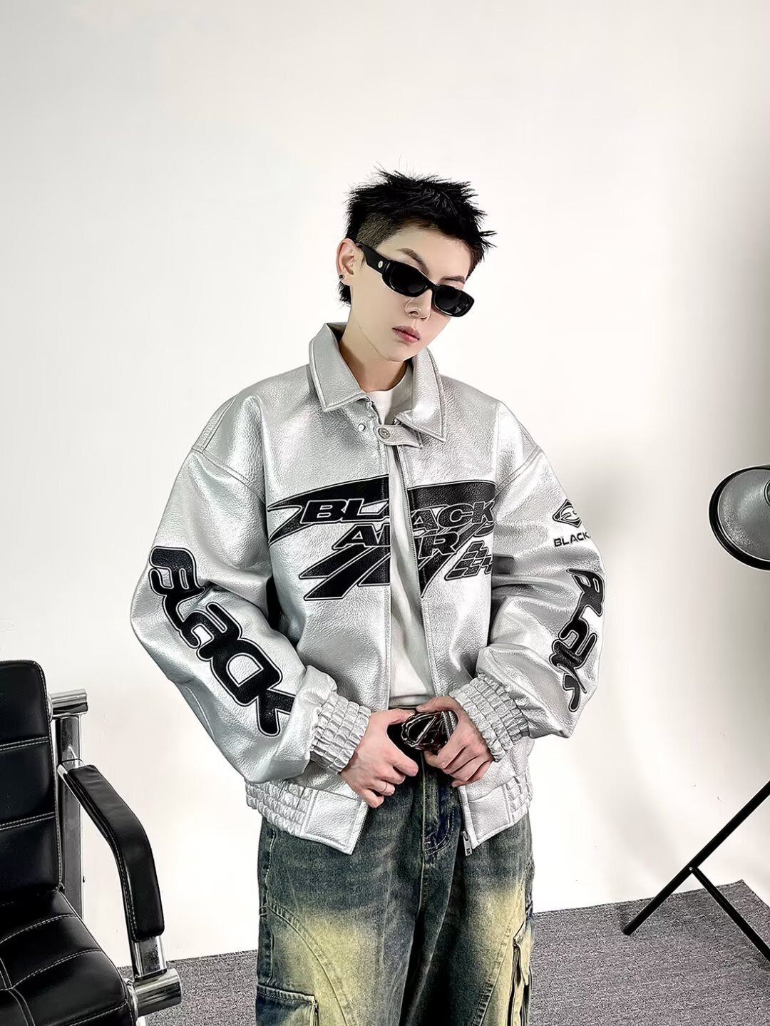 Autumn New American High Street Trendy Brand Letter Long Sleeve Loose Baseball Jacket Leather Fashion Unisex 241025