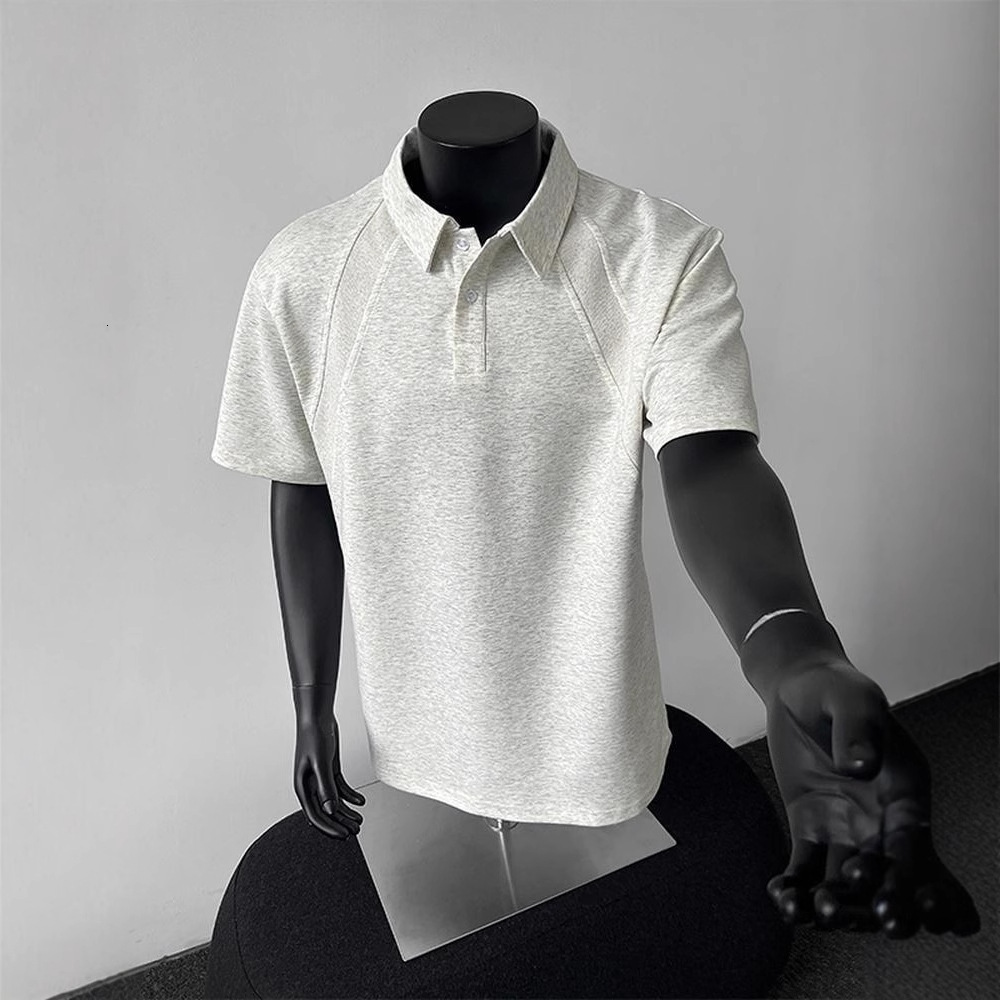 American Style Regular Shoulder Designer Short Sleeves Polo Shirt Short Sleeve T-shirt Men Summer Spliced Turn-down Collar Shirt Heavyweight Stiff Box
