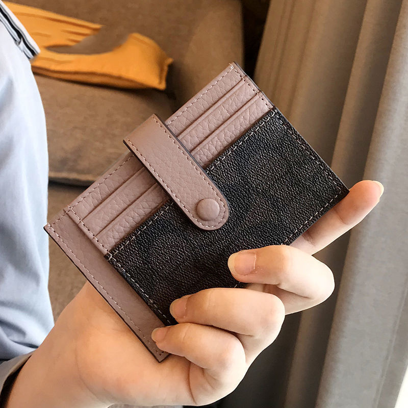 wallet designer card holder 2025 New Women's Small Card Holder Wallet Genuine Leather Look Ultra Thin ID/Door Access Card Organizer Free Shipping