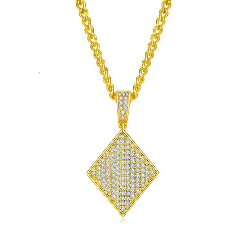 Small Niche Full Diamond S925 Silver Inlaid Moissanite Necklace Diamond Explosive Hip-Hop Block Pendant