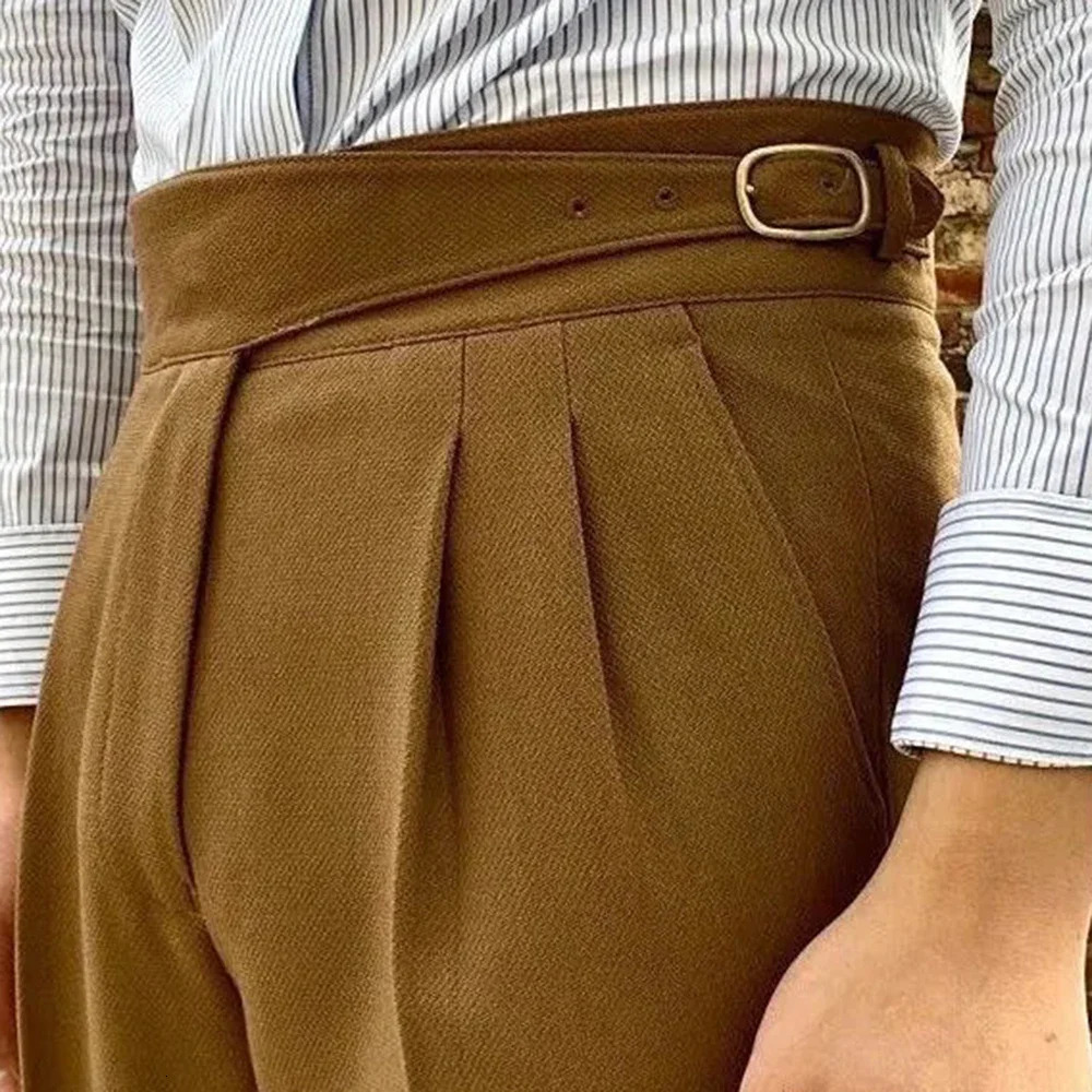 Mens Naples Commuting Pants Paris Buckle Business Casual Pants Fashion All-Match Trend Straight Trousers Male MenS Wear 250707