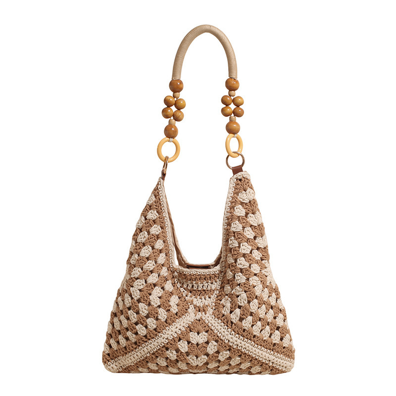 Free shipping designer 2025 New Fashion Woven Bag Hollow Square Flower Large Triangle Color-Block Woven Bag Shoulder Bag Crossbody Bag Underarm Bag Wo