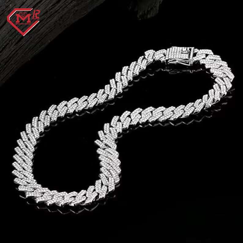 Popular Necklace Cuban Link Chain 925 Silver 14mm Hiphop Jewelry Vvs Iced Out Moissanite Cuban Chain