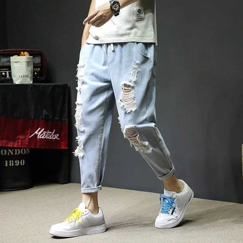 Cropped Tight Pipe Work Wear Skinny Trousers Man Cowboy Pants Slim Fit Jeans for Men Y 2k Vintage Grunge Y2k Stylish Regular XsXJ250707