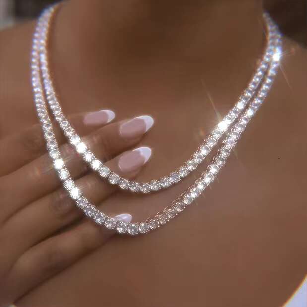 Hot Sale Jewelry Necklaces S925 Sterling Silver Tennis Necklace Free Fire Moissanite Diamond Choker Necklace Hip Hop Jewelry