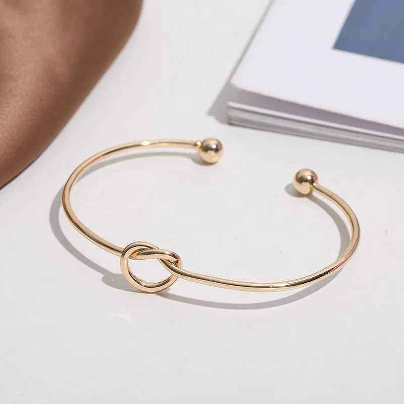 Trendy Open Bracelet Bangles for Women Metal Twist Round Circle Charms Cuff Bangle Simple Gold Silver Color Jewelry Gift XJ250707