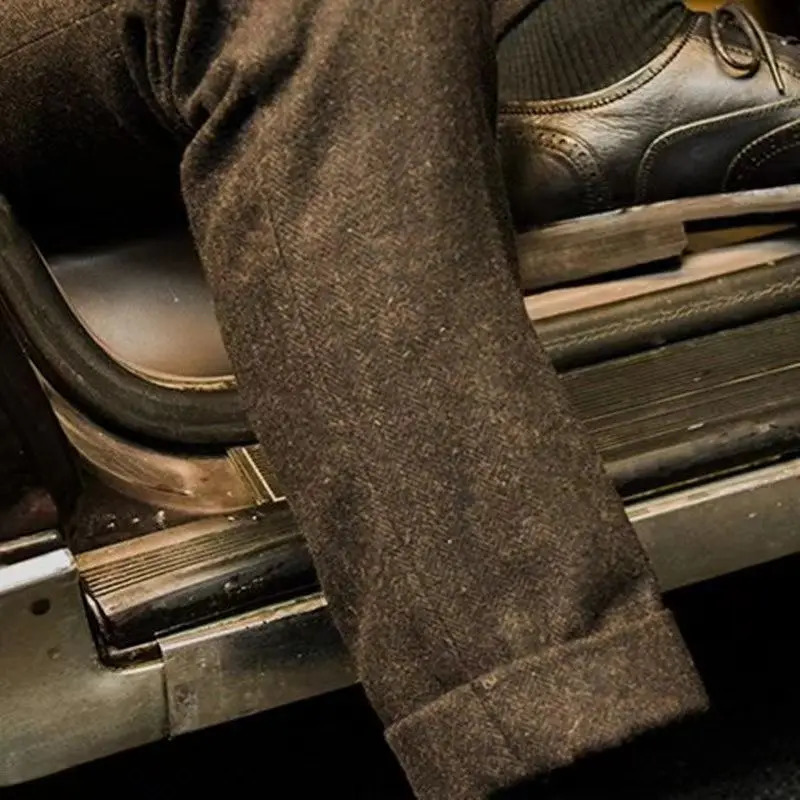 Vintage Gurkha Pants Men England Style High Waist Smart Casual Straight Trousers Autumn Winter Woolen Fashion Naples Suit Pant 250707