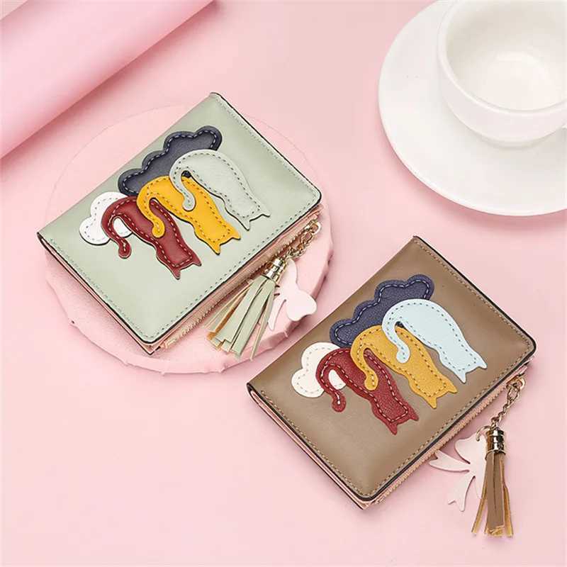 Cute PU Leather Short Wens Wallet Fem Small Zipper Coin Purses Mey Bags for Student Girls Holder Hasp Cluh Y250707