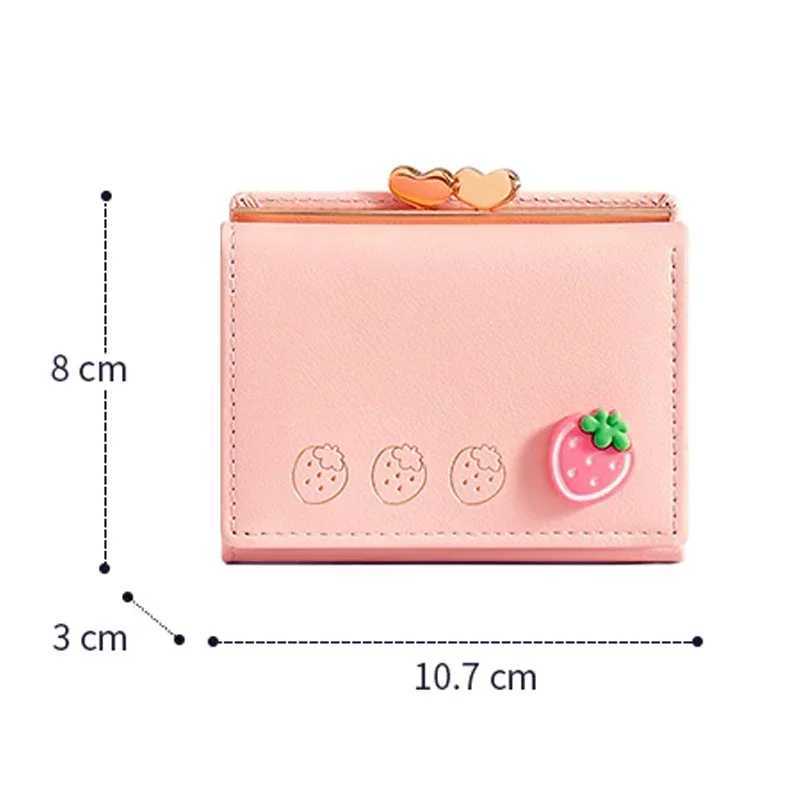 Cute Small Leather Pocket Wallet for Wen Fruit Print Bifold Coin Purse Ladies Mini Short Purse Mey Card Holders Cluh Bags Y250707