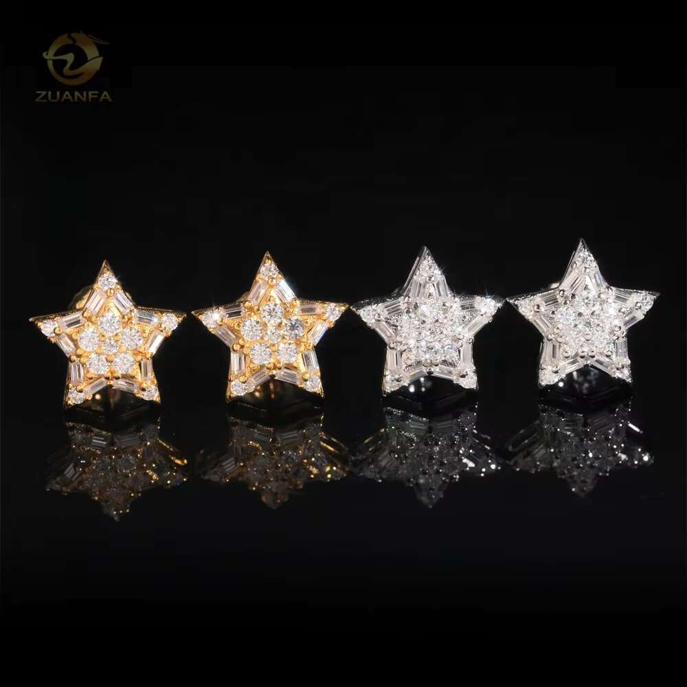 Pass Diamond Tester Silver 925 Popular Star Iced Out Hip Hop Moissanite Diamond Earrings