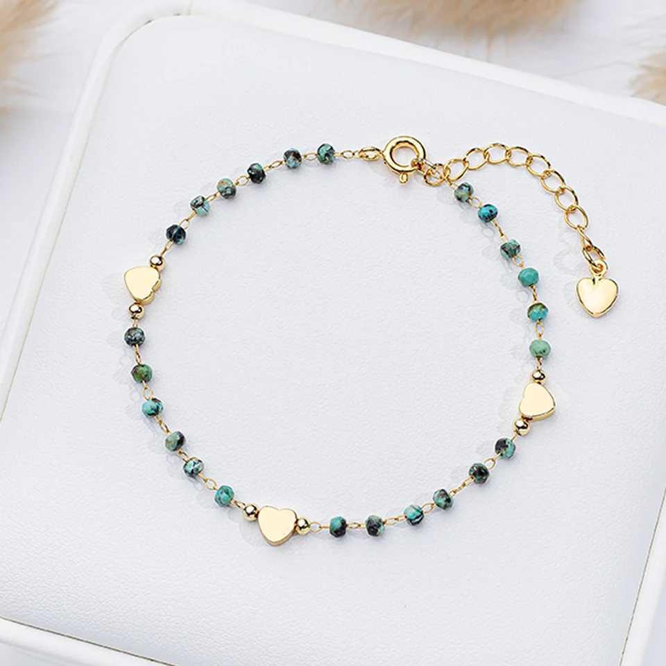 Natural Stone Bracelet in Stock for Women Fashion Jewelry Handwork Chain Bangle Heart Design XJ250707