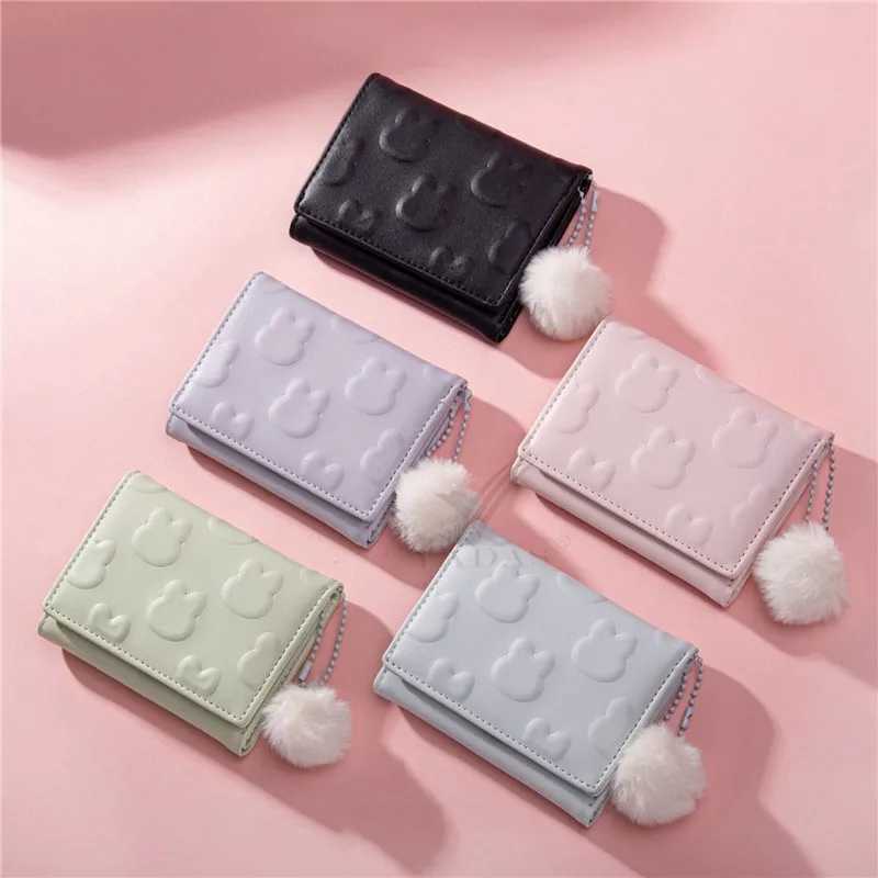 Carto Small Wallet Cute Korean Short Wallet Mens Solid Color Cute Rabbit Pattern Simple Multi Card Bag Zero Wallet Y250707