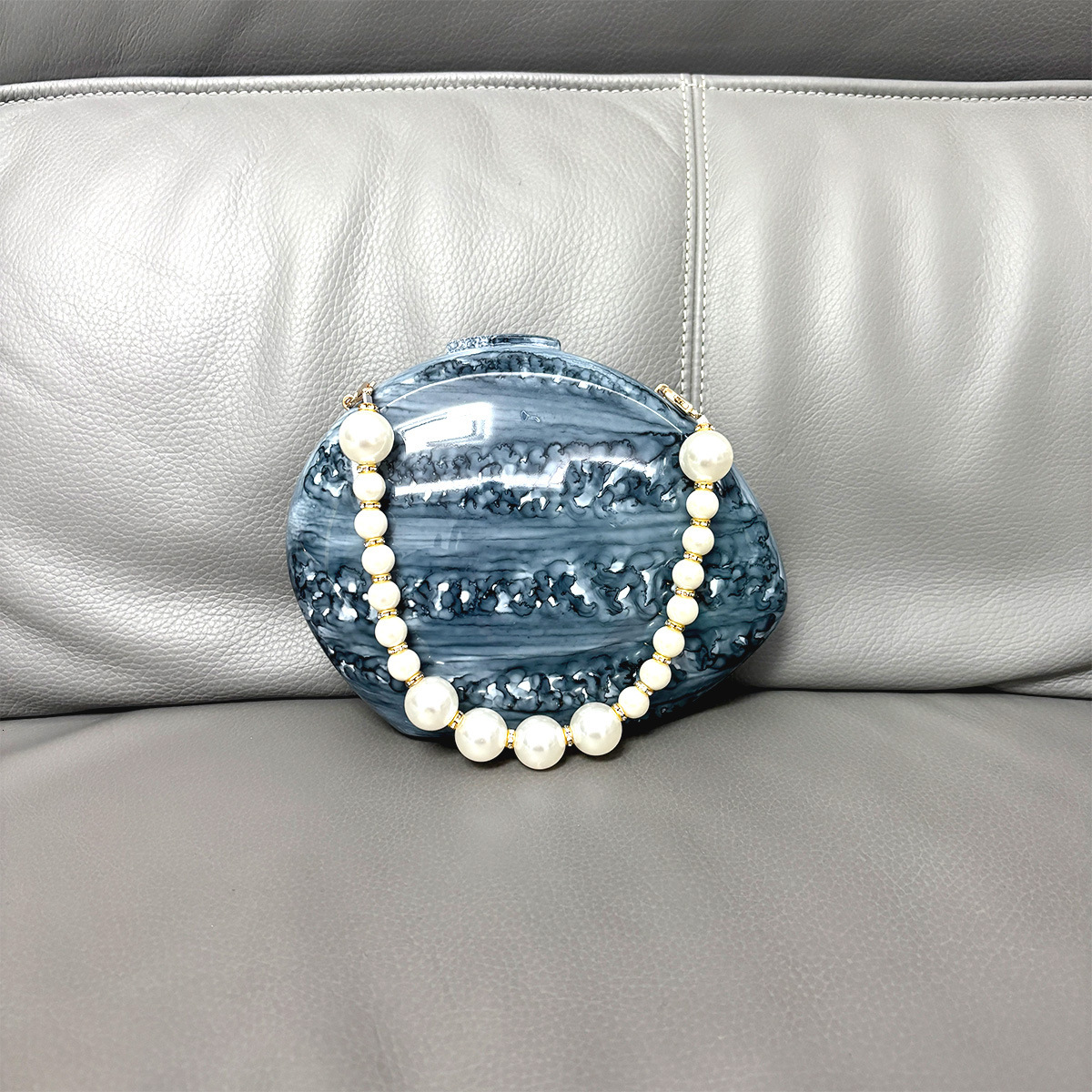 New Goose Egg trend Designer Bag Women s Handbag Irregular Marble Pattern Shell Bag Pearl Wrist Evening Dress trend Bag Women s Shoulder Bag
