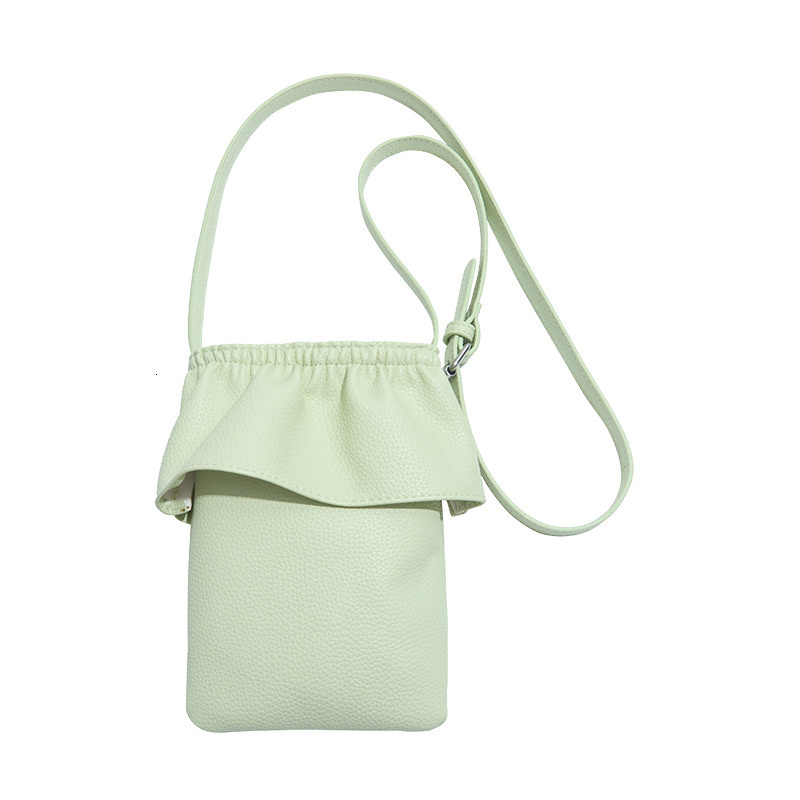 Free shipping designer Niche Korean Version Ruffled Soft Leather Phone Bag Fashion Crossbody Bag for Women 2025 New Versatile Lightweight Small Should