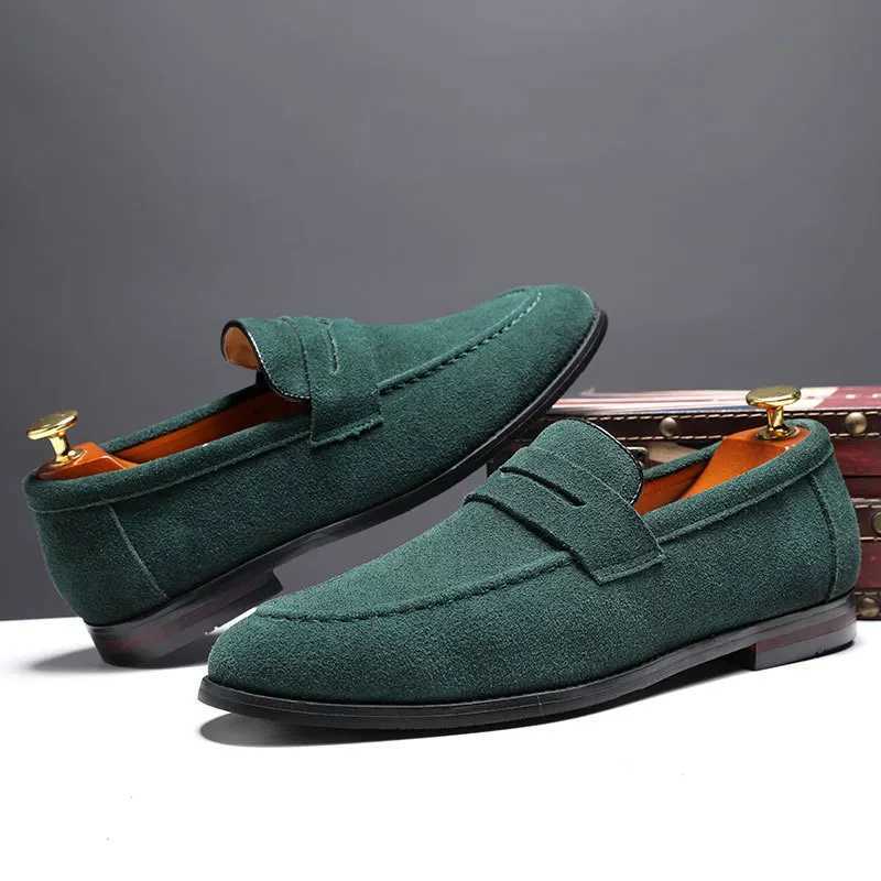 Fion Mens Casual Shoes Suede Genuine Leather Mens Slip-on Light Cfortable Driving Loafers Men Party Wedding Flat Y250707