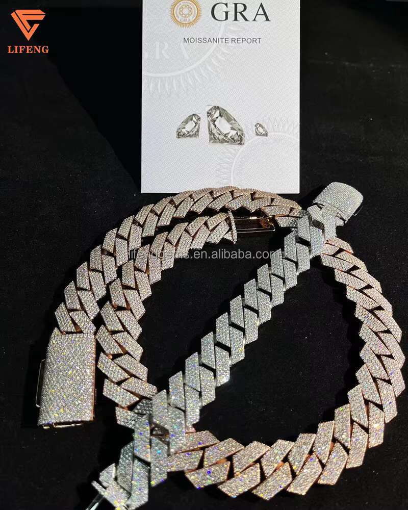 RTS 925 Sterling Silver Gold Plated Moissanite Cuban Chain10MM 16MM VVS Hip Hop Jewelry for Men Mens Cuban Link Necklace
