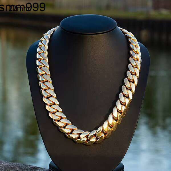 Custom 15Mm Real Sterling Sier Gold Plating Hip Hop Fine Jewelry Necklace Miami Cuban Link Chain