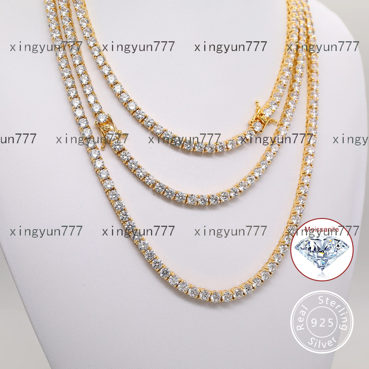 Factory Direct Sales 925 Sterling Silver Vvs Chain 3mm 4mm 5mm Necklace Bracelet Moissanite Necklace Tennis