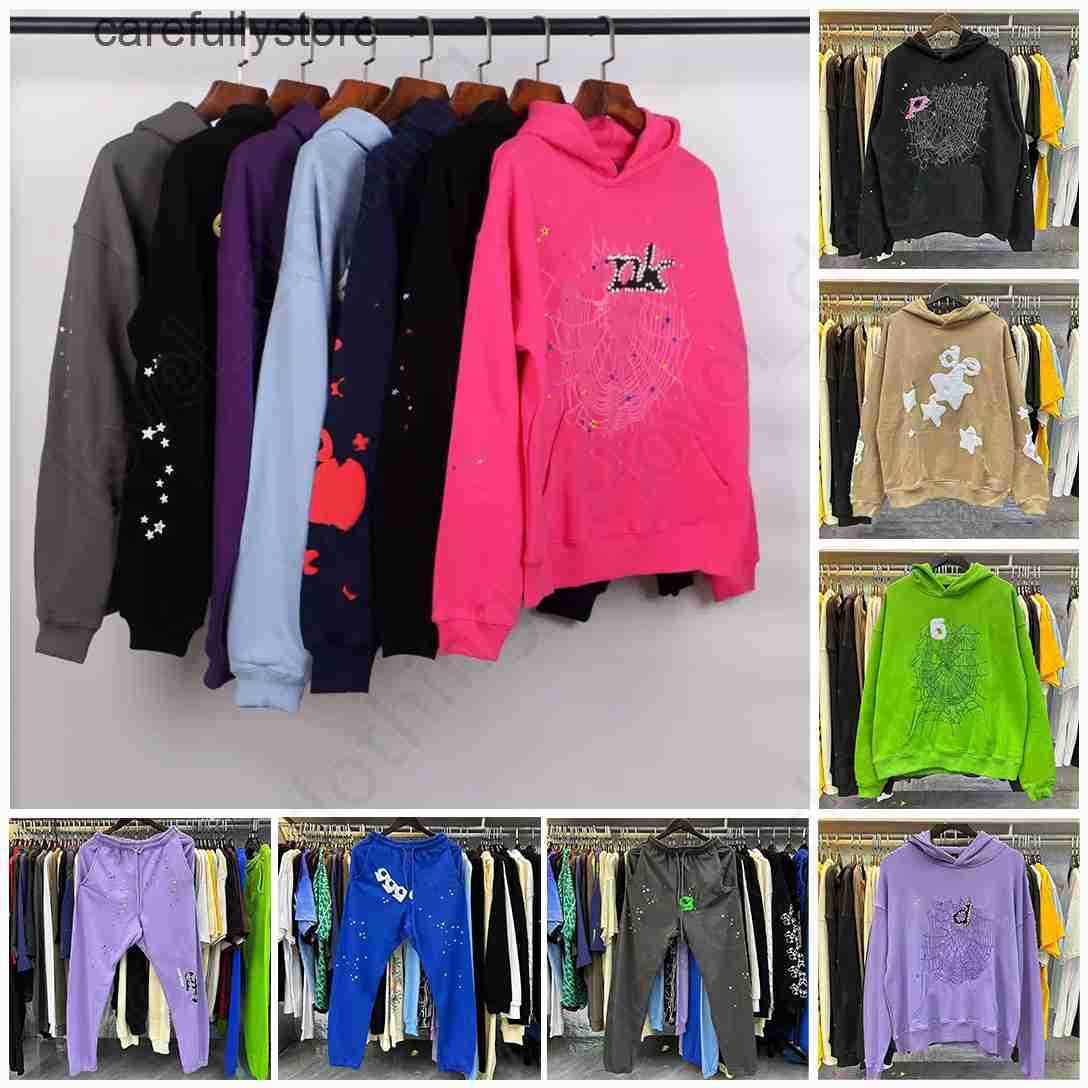Mens Hoodies Sweatshirts spider Young Thug Mens and Womens Hoodies Mans Sportswear Foam Print Web Street Graffiti Vintage Sweatshirts Y2k Pants Spider Web Design Tr