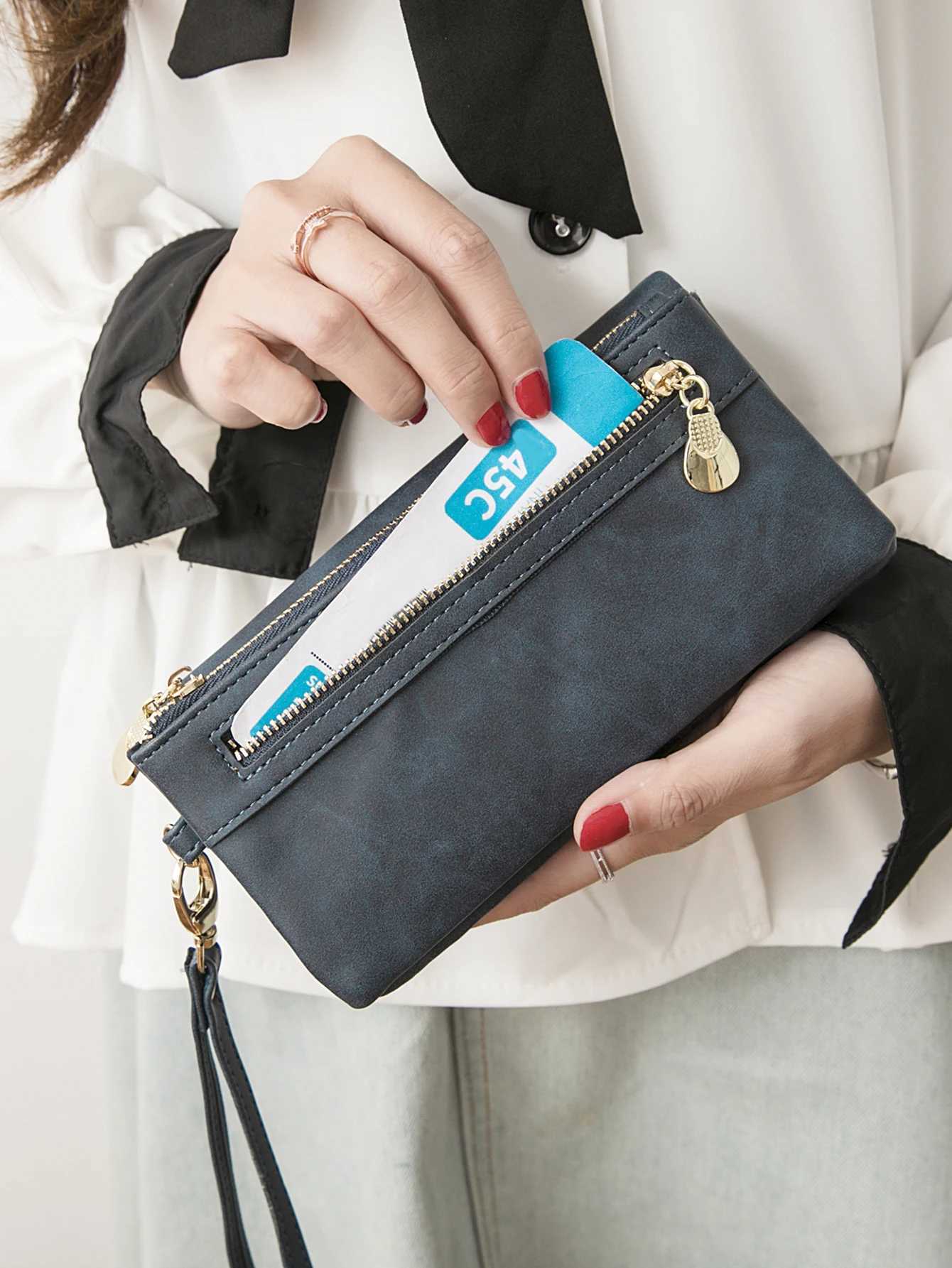 Fi Wens LG Wallet Large Capacity Double Fold Multi Card Slot Wallet Multi-functional Double Zipper Handbag Y250707