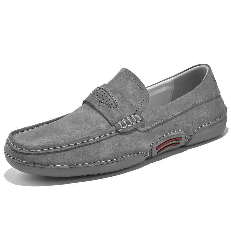 Quality Genuine Leather Shoes Men Loafers Slip On Soft Leather Casual Men Shoes Comfort Driving Shoes Men Flats Walking Footwear Y250707