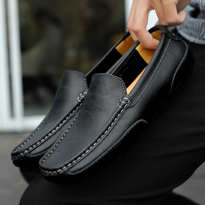 Genuine Leather Breathable Mocasines Casual Loafers Leather Shoes For Men Slip On Formal Italian Driving Flat Shoes Y250707
