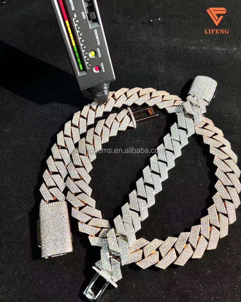 RTS 925 Sterling Silver Gold Plated Moissanite Cuban Chain10MM 16MM VVS Hip Hop Jewelry for Men Mens Cuban Link Necklace