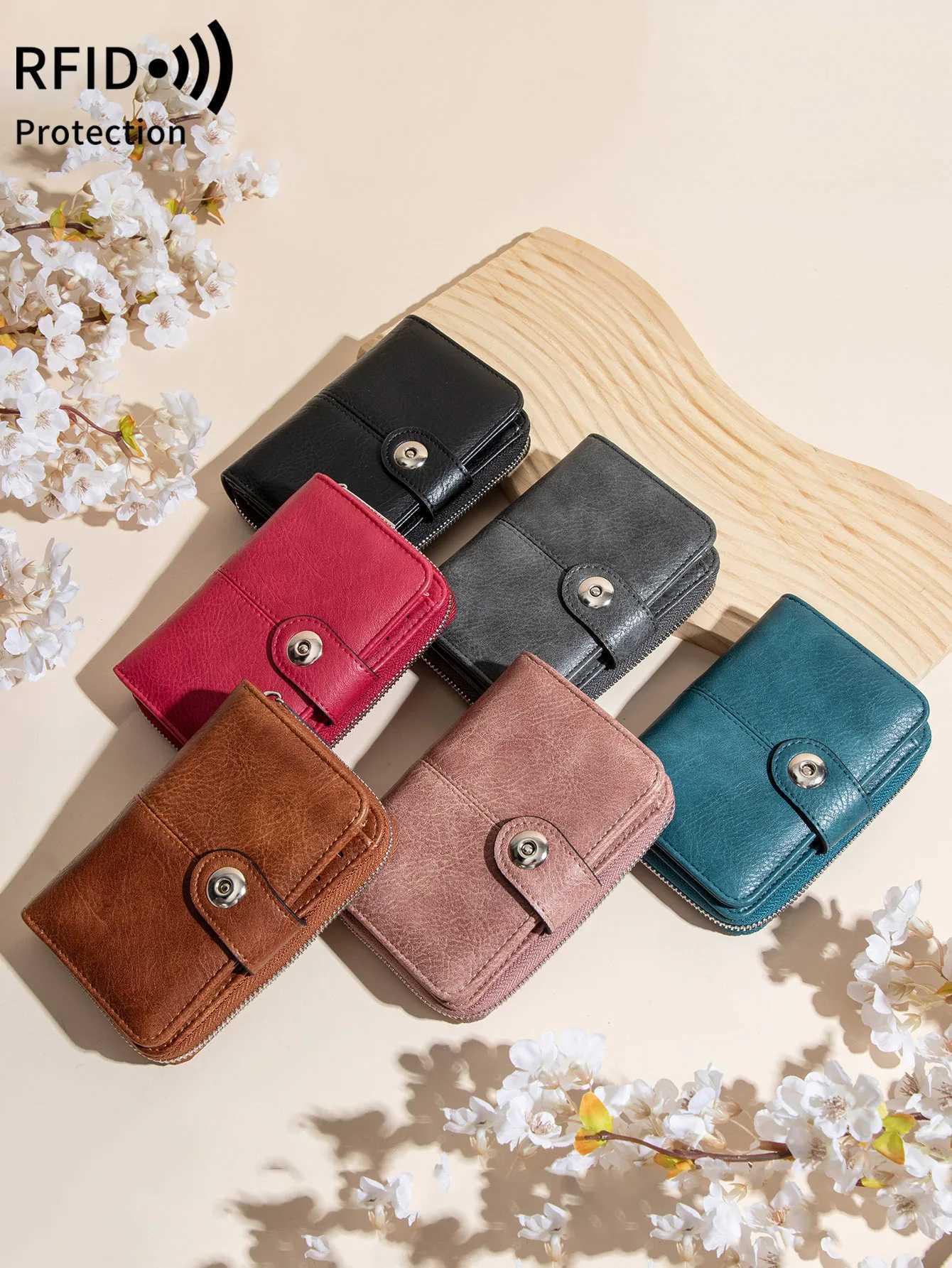 New Wens Wallet Trifold RFID Short Wallet Fi Large Capacity Buckle Zipper Coin Wens Coin Purse Card Holder Y250707