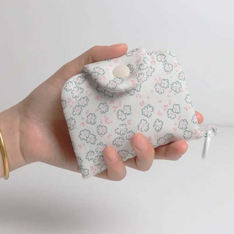 1 Pc Cute Student Coin Purse Card Simplicity Floral Korean Fi Wallet Card Holder for Girls Portable Cute Small Storage Bag Y250707