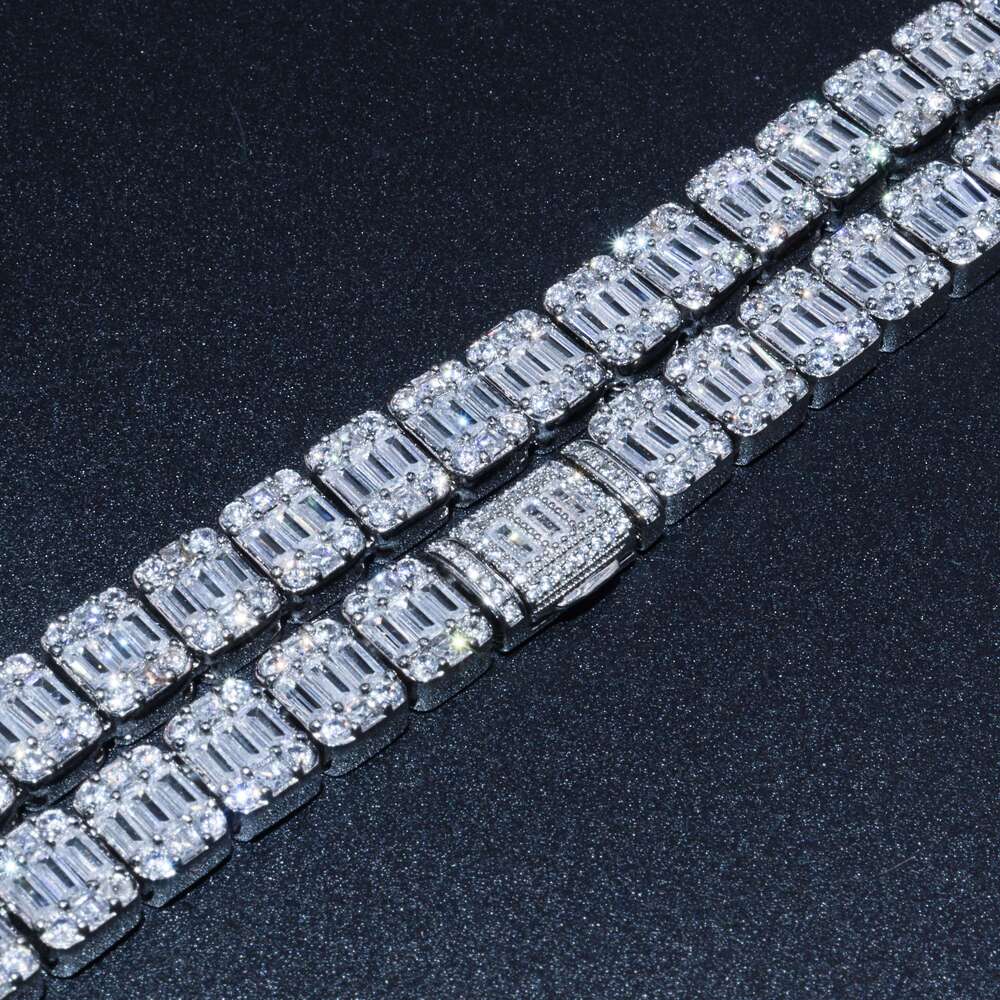 9mm Personalized Fine Jewelry 925 Sterling Silver Iced Out Moissanite Diamond Cuban Link Chain