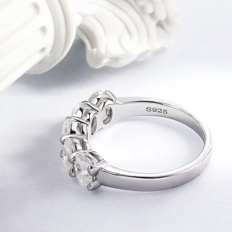 MT D VVS1 4*6mm Oval Moissanite Ring for Women Engagement Wedding Eternity Ring Band Luxury Jewelry 2.5 Carat 925 Sterling Silver